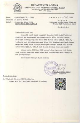 Data Jemaah Haji Propinsi Sumatera Barat Tahun 1987 - 1991