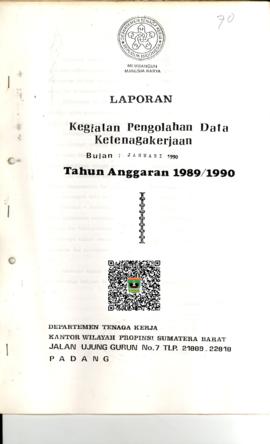 cover laporan kegiatan Pengolahan Data Ketenagakerjaan Bulan Januari 1990