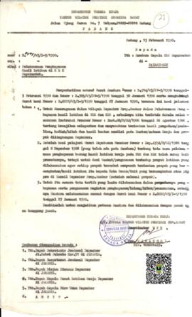 Surat Pelaksanaan Penghapusan Hasil Latihan di KLK Payakumbuh