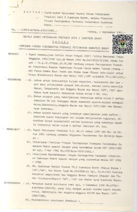 Surat keputusan Kepala Dinas Peternakan Propinsi Dati Tingkat I Sumatera Barat No: 4199/I-b/Ktps-...