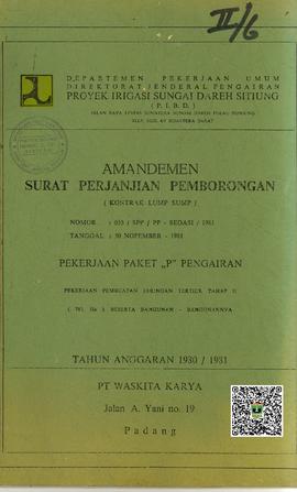 Addendum / Amandemen Surat Perjanjian Pemborongan Nomor 055/SPP/PP-Sedasi/1980 Kontrak Paket P Pe...