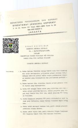 Surat Keputusan Direktur Jenderal Koperasi No. 05/DK/KPTS/A/1/1980 Tentang Pembentukan Proyek Pem...