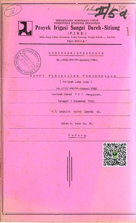 Addendum / Amandemen Surat Perjanjian Pemborongan Nomor 050/SPP/PP-Sedasi/1980 Kontrak Paket P Pe...