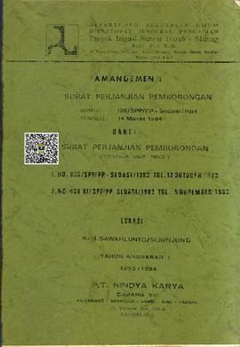 Amandemen I Surat Perjanjian Pemborongan No. 128/SPP/PP-Sedasi/1984 Lokasi Kabupaten Sawahlunto/S...