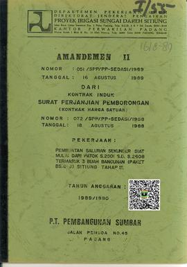 Amandemen II dari kontrak induk Surat Perjanjian Pemborongan (Kontrak Harga Satuan) Pekerjaan Pem...