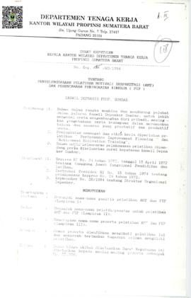 Surat Keputusan Kepala Kantor Wilayah Departemen Tenaga Kerja Propinsi Sumatera Barat Nomor . Kep...
