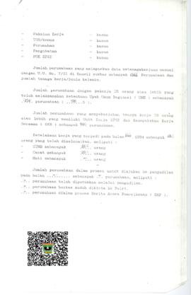 Sambungan Lembar Informasi Ketenagakerjaan Kantor Departemen Tenaga Kerja Padang Bulan Desember 1994