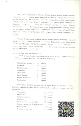 Sambungan Lembar Informasi Ketenagakerjaan Kantor Departemen Tenaga Kerja Padang Bulan Maret 1995