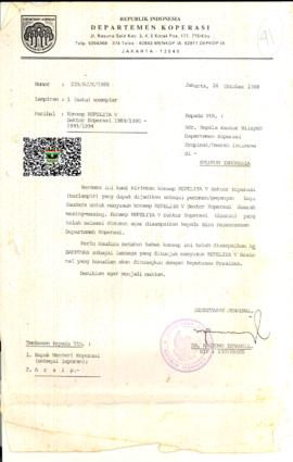 Surat dari Sekjen UMKM tentang Konsep Repelita V Sektor Koperasi 1989/1990 - 1993/1994
