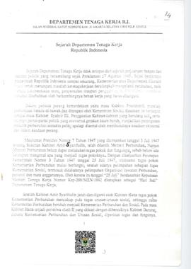 Sejarah Departemen Tenaga Kerja Republik Indonesia