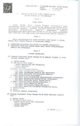 Lampiran XVII : Keputusan Menteri dalam Negeri tentang Pedoman Organisasi Dinas pada Daerah TK. I...