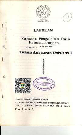 cover laporan kegiatan Pengolahan Data Ketenagakerjaan Bulan Maret 1990