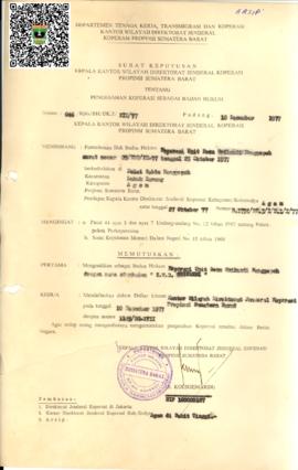 Pengesahan Koperasi sebagai Badan Hukum "Koperasi Unit Desa Srikandi Manggopoh, Agam