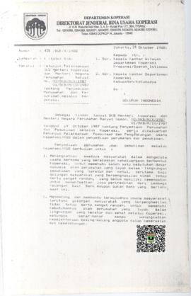 Surat Direktorat Jenderal Bina Usaha Koperasi  No.435/BUK/X/1988 tentang Petunjuk Pelaksanaan SKB...
