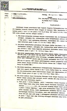 Nota Peringatan I Terhadap Kepala Perwakilan PT . AS Jiwasraya di Padang (Halaman 1)