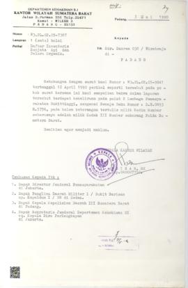 Surat Pemberitahuan Kanwil Departemen Kehakiman Sumatera Barat tentang adanya kesalahan Laporan D...