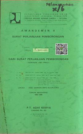 Amandemen II Surat Perjanjian Pemborongan Lokasi Kabupaten Sawahlunto/Sijunjung