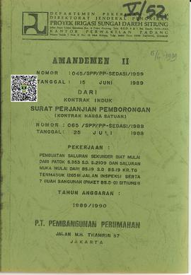 Amandemen II dari Kontrak Induk Surat Perjanjian Pemborongan (kontrak Harga Satuan) Pekerjaan Pem...