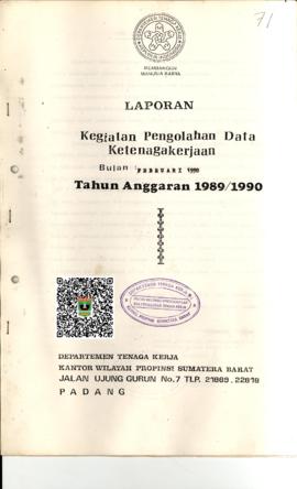 cover laporan kegiatan Pengolahan Data Ketenagakerjaan Bulan Februari 1990
