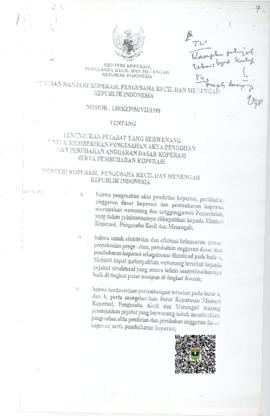 Surat Keputusan Menteri Koperasi dan Pembinaan Pengusaha Kecil Republik Indonesia Nomor:139/KEP/M...