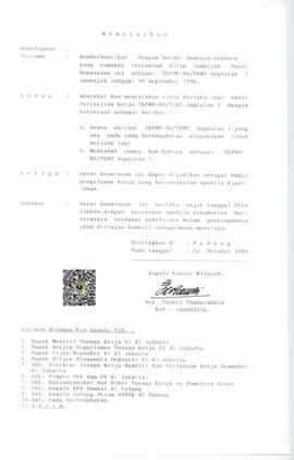 Lanjutan Surat Keputusan Kepala Kantor Wilayah Departemen Tenaga Kerja Propinsi Sumatera Barat te...